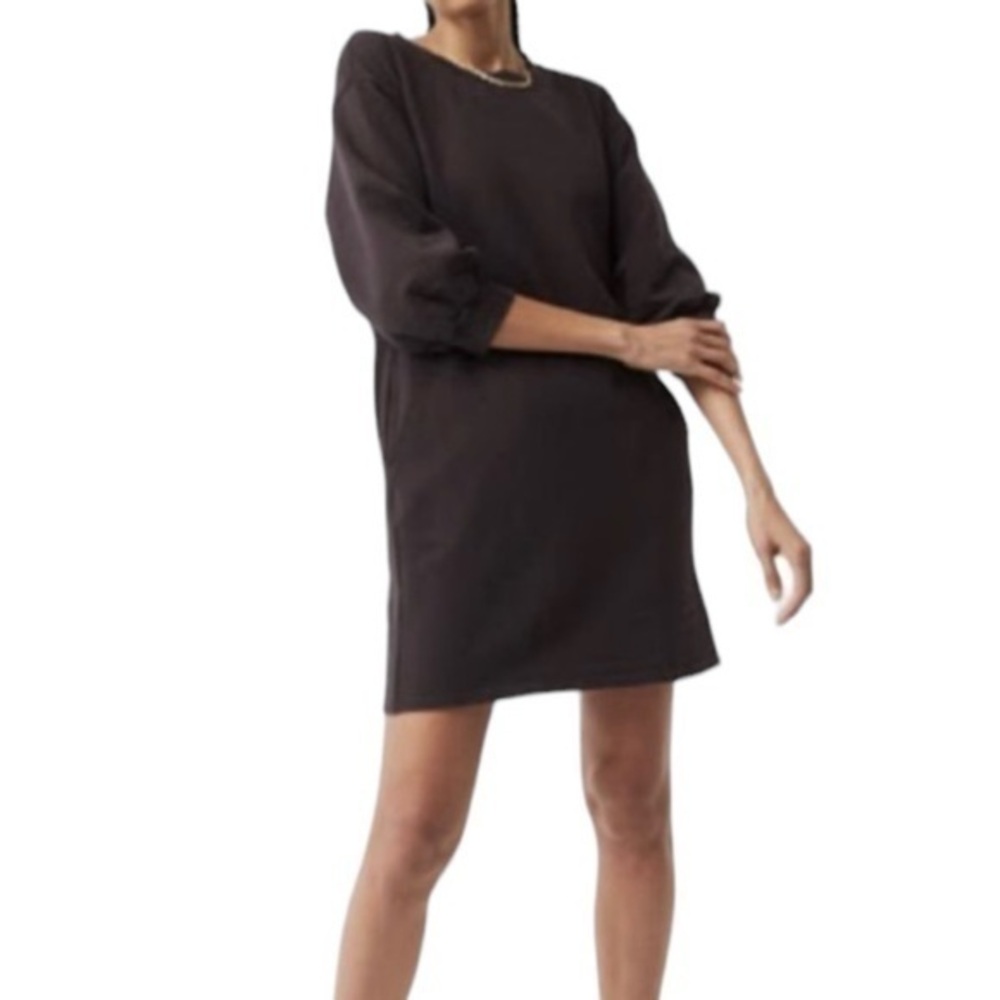 SOLD SOLD‎ Pact Essential Organic Cotton Puff Sleeve Black Sweater Dress